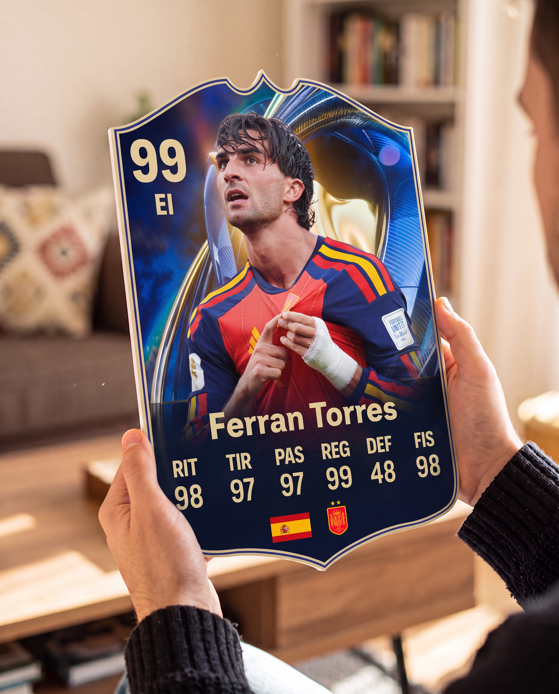 Diseño 3 — carta de Ferran Torres en las manos — Regalos de Fútbol