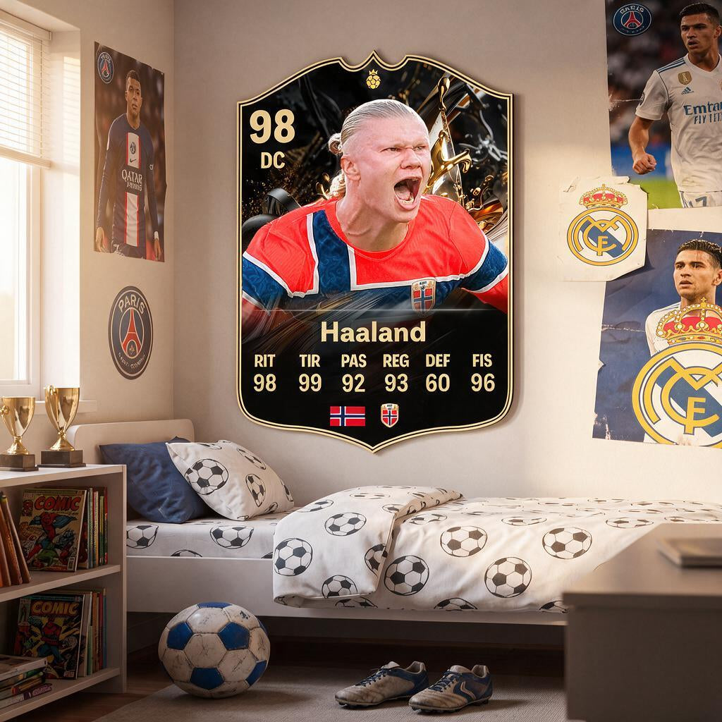 Diseño 3 — carta de Haaland en la pared — Regalos de Fútbol