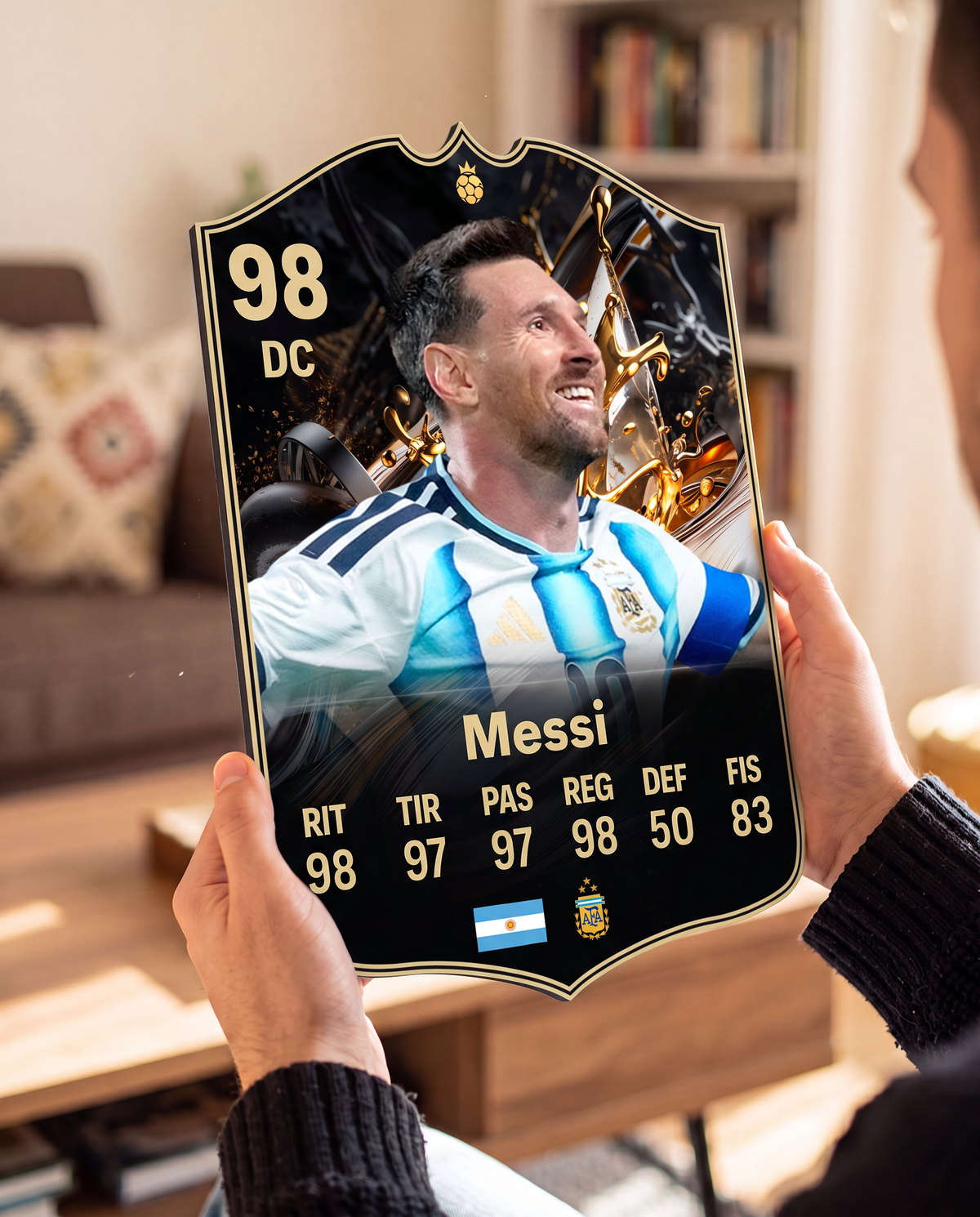 Diseño 4 — carta de Messi en las manos — Regalos de Fútbol