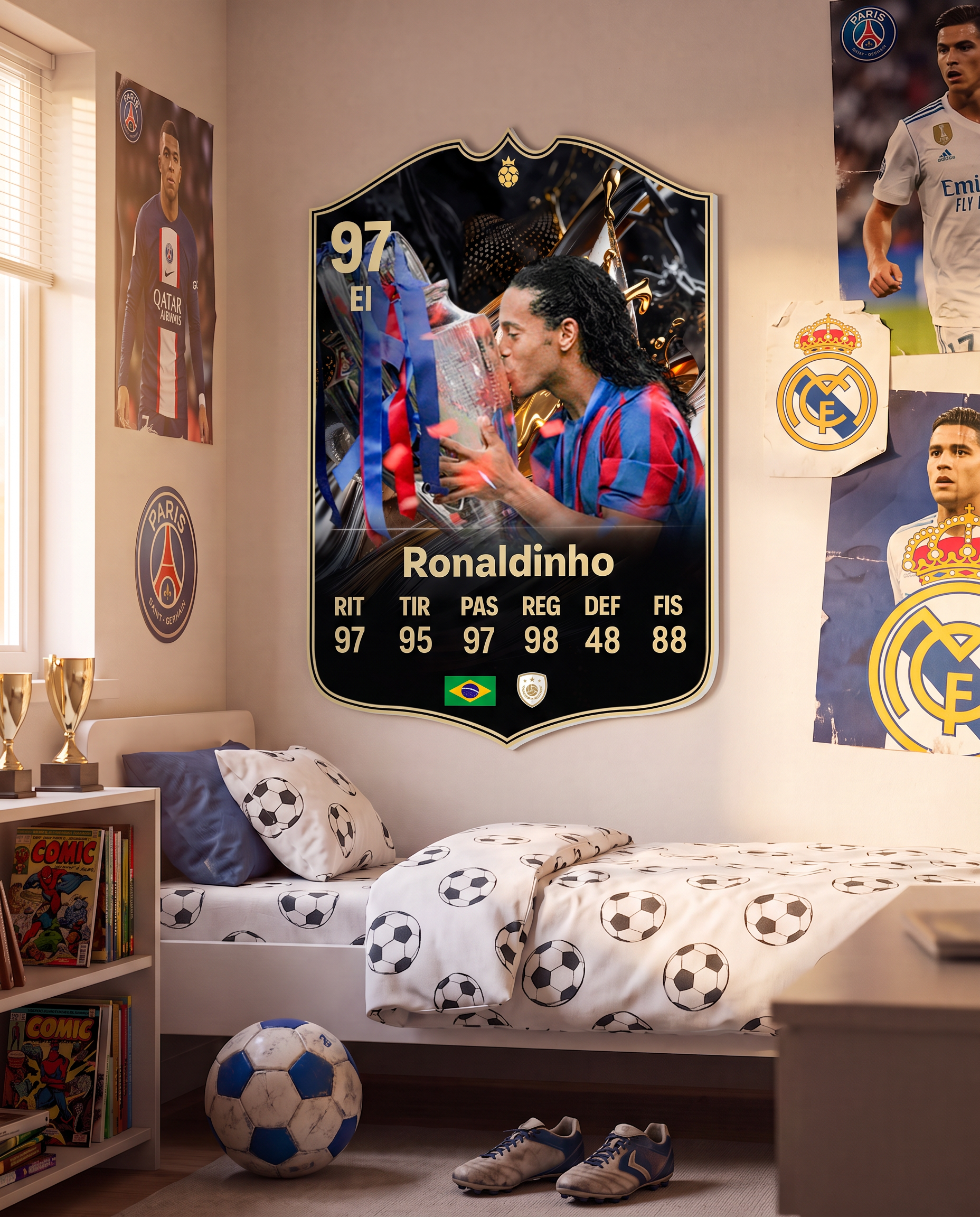Carta de Ronaldinho colgada en la pared de la pieza — Regalos de Fútbol