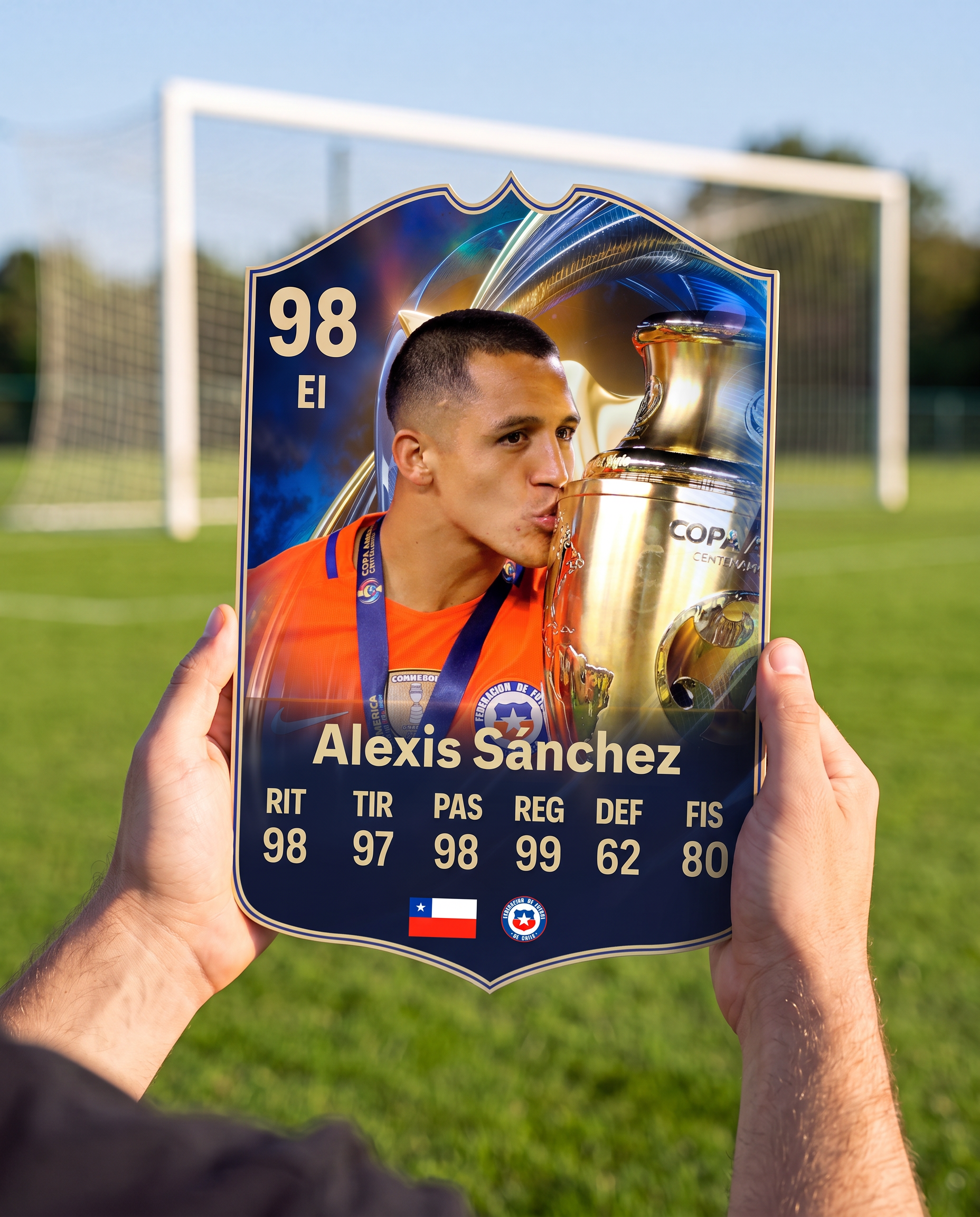 Carta coleccionable de Alexis Sánchez en la cancha — Regalos de Fútbol