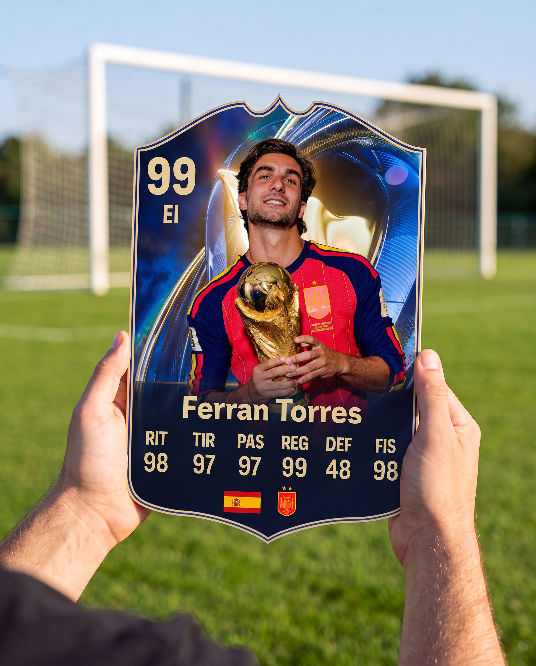 Carta coleccionable de Ferran Torres en la cancha — Regalos de Fútbol