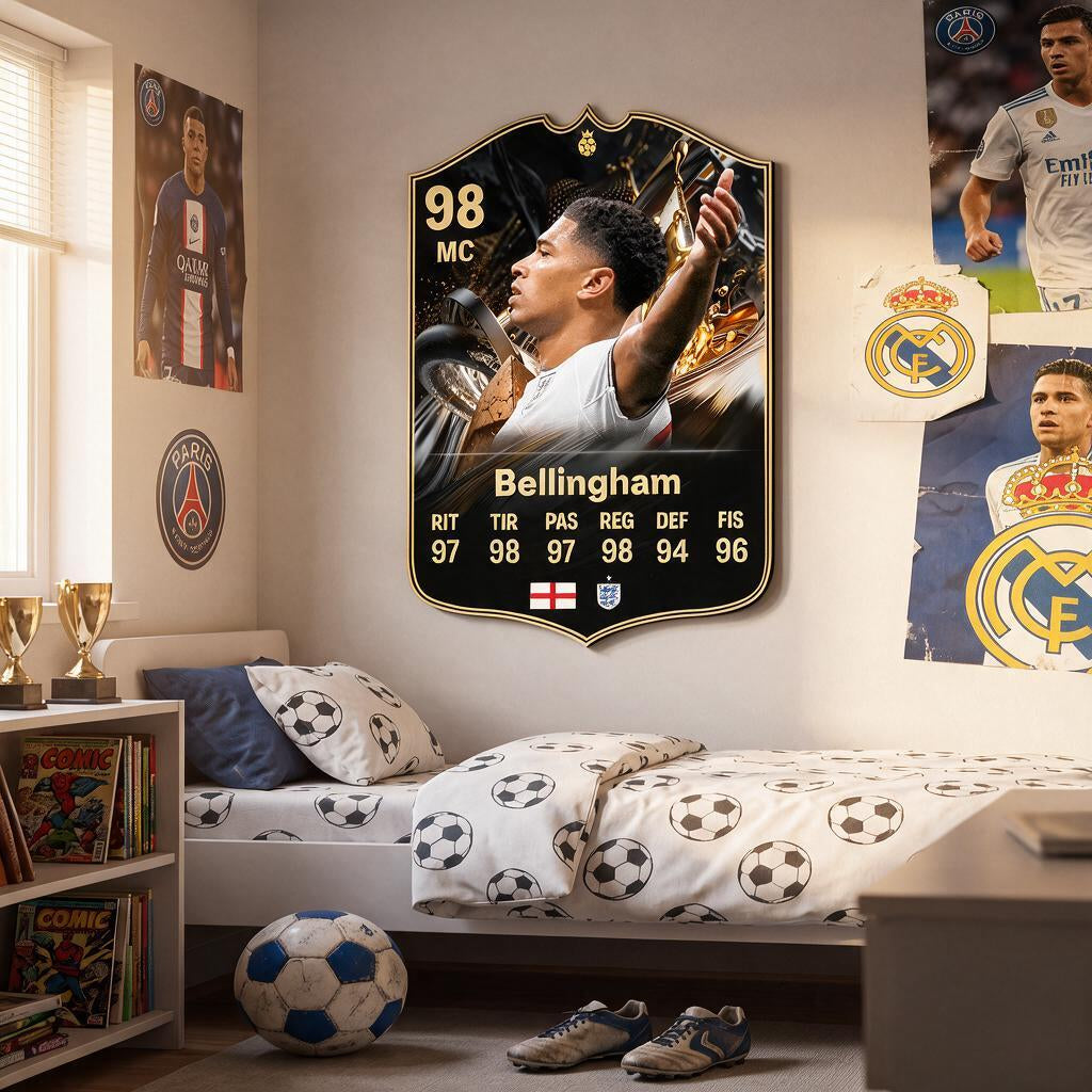 Diseño 4 — carta de Bellingham en la pared — Regalos de Fútbol