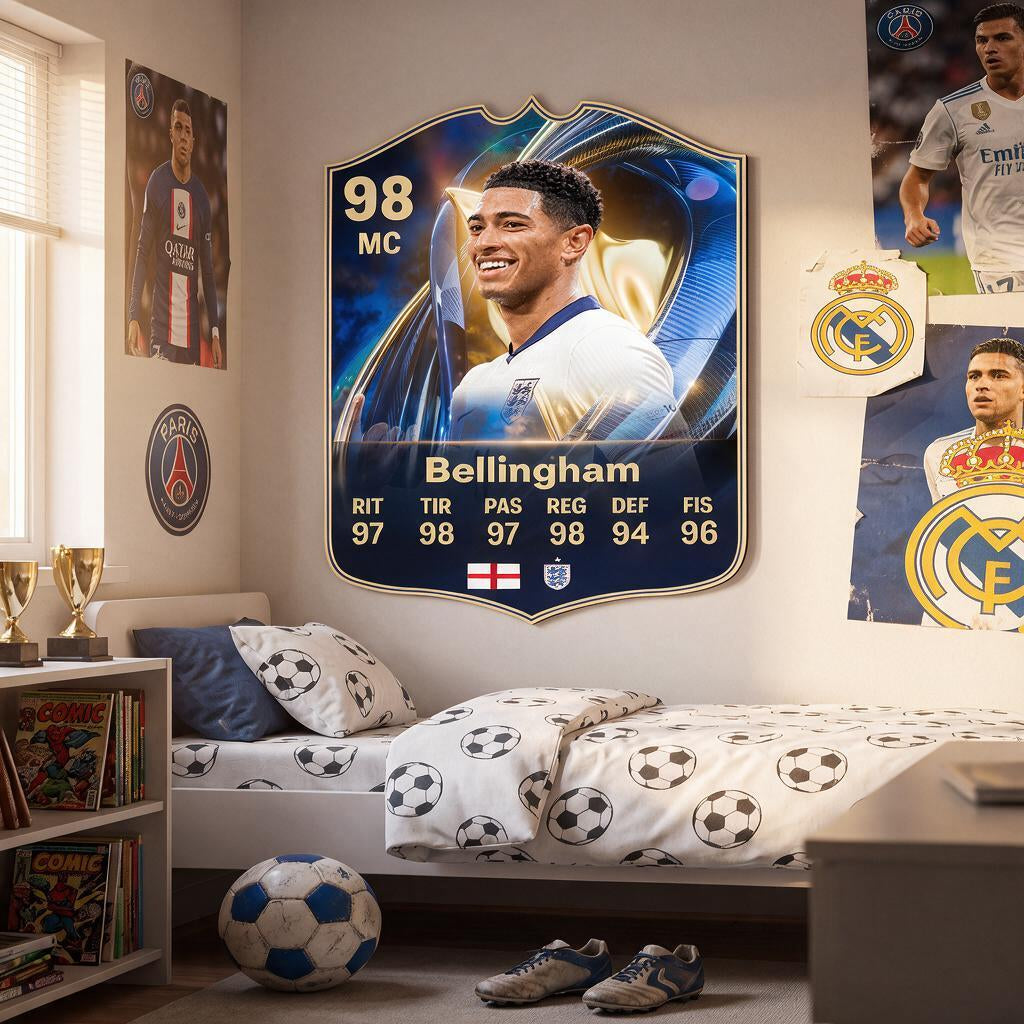 Diseño 3 — carta de Bellingham en la pared — Regalos de Fútbol