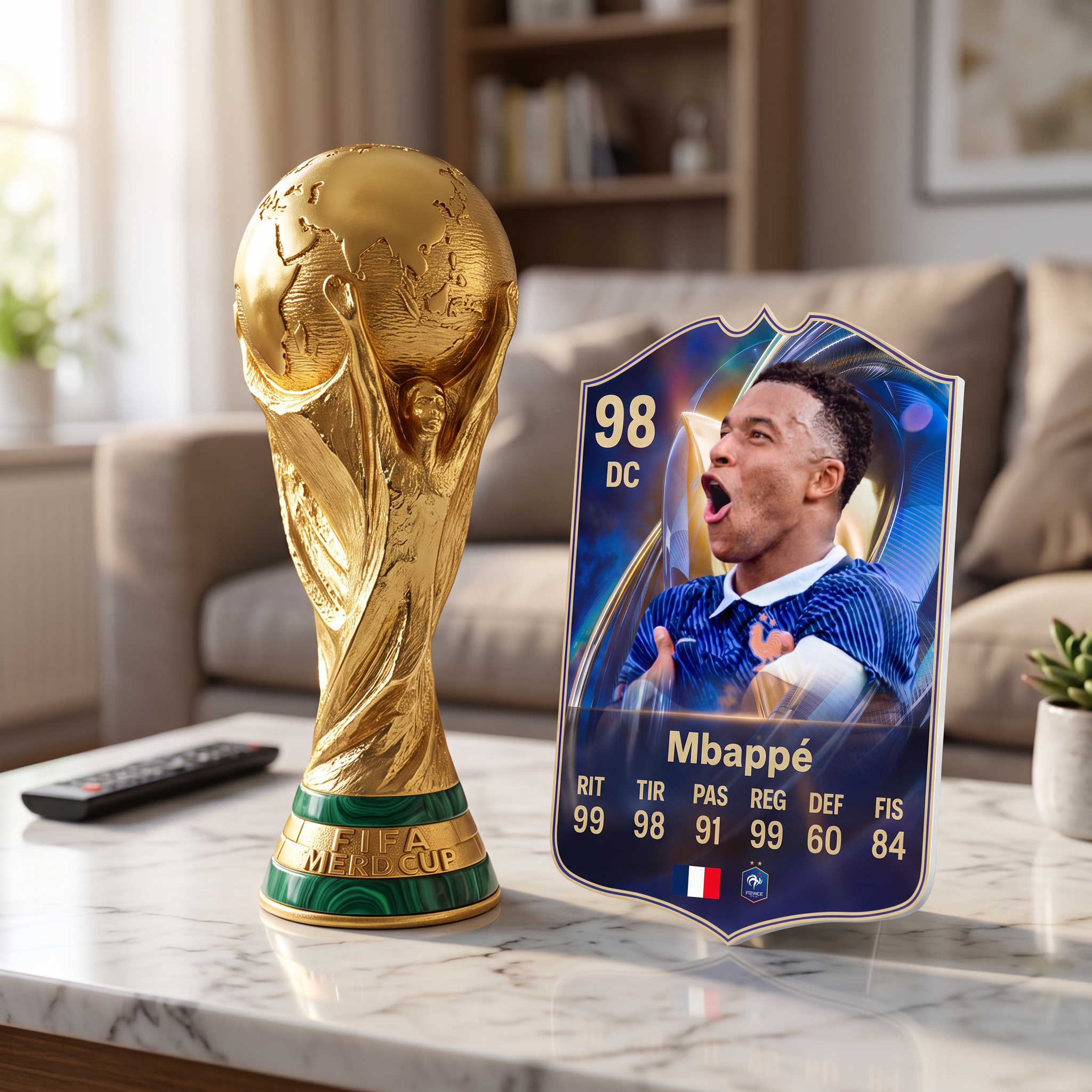 Réplica Copa del Mundo junto a carta coleccionable — Regalos de Fútbol
