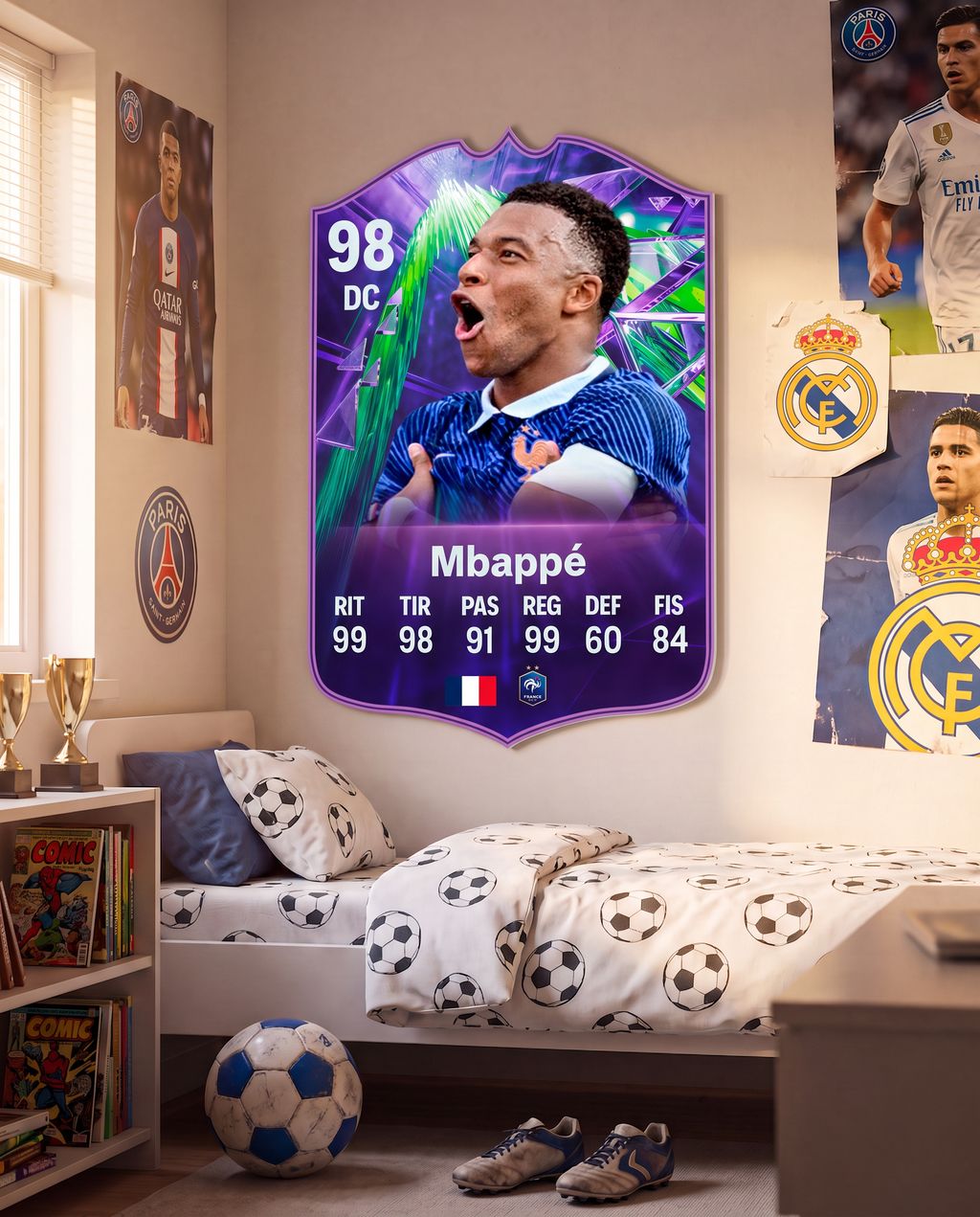 Diseño 4 — carta de Mbappé en la pared — Regalos de Fútbol