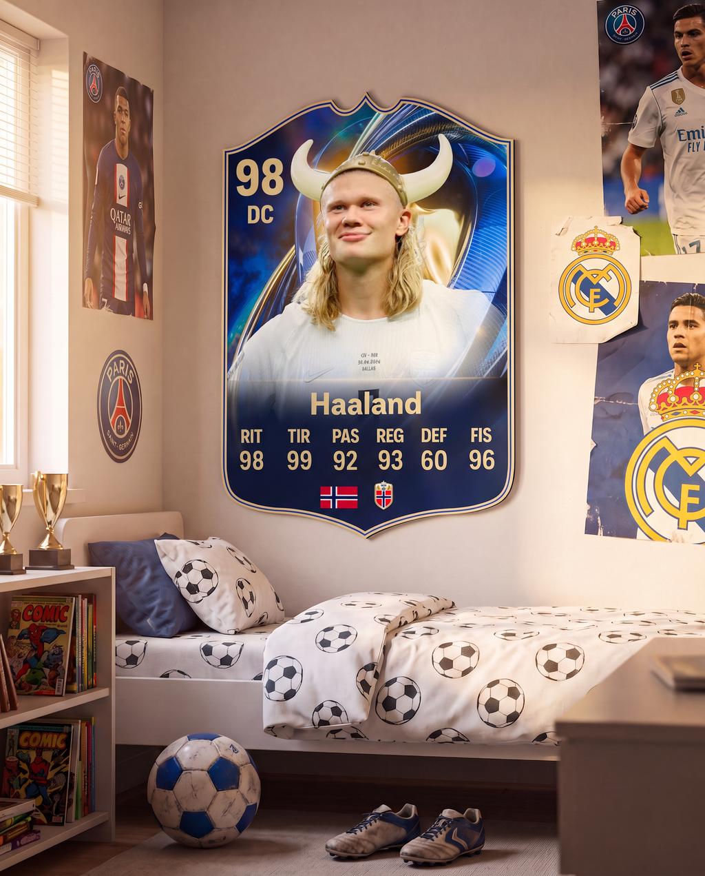 Carta de Haaland colgada en la pared de la pieza — Regalos de Fútbol