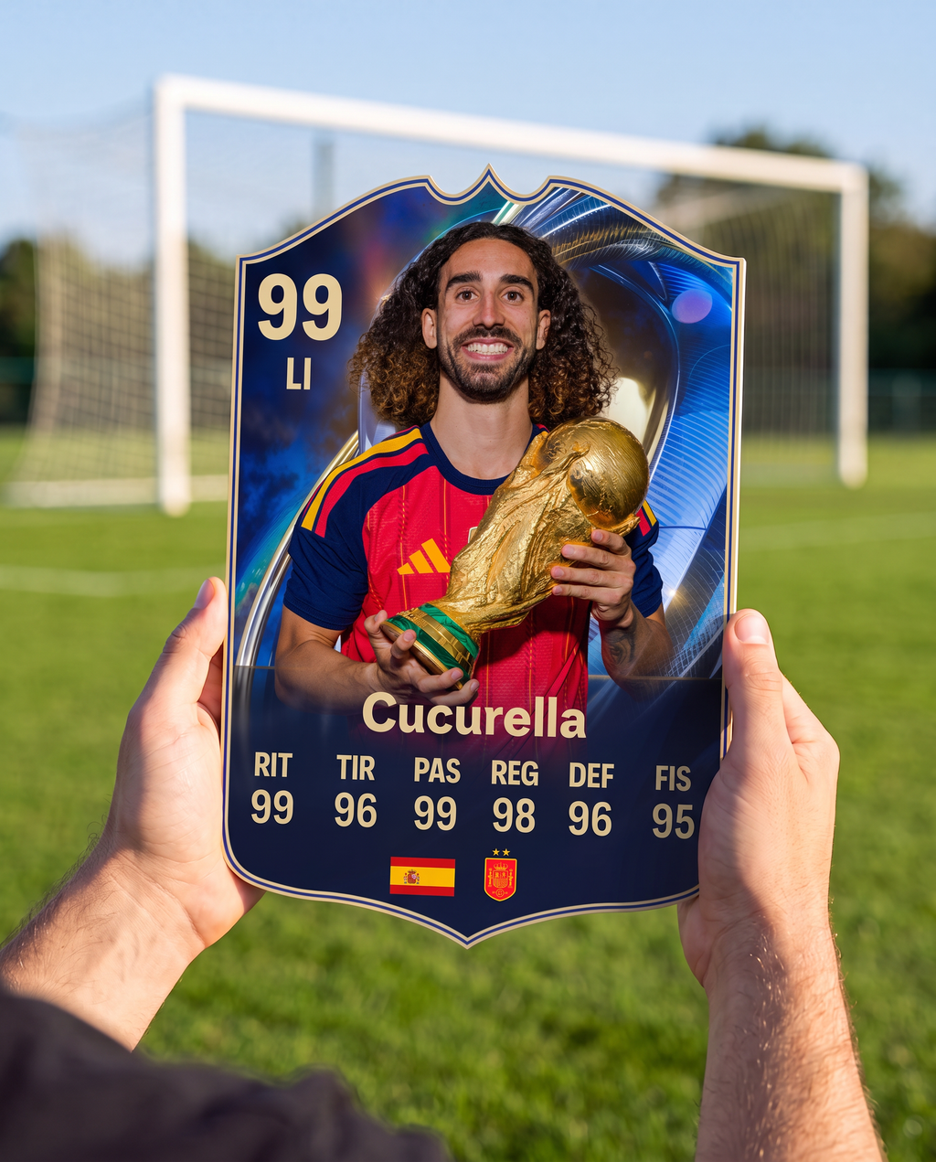 Carta coleccionable de Cucurella en la cancha — Regalos de Fútbol