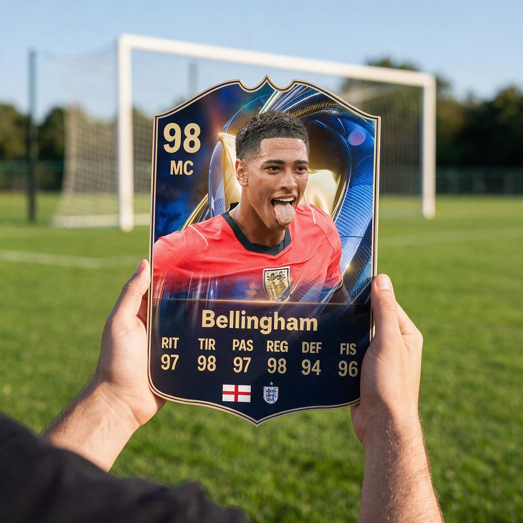 Diseño 1 — carta de Bellingham en la cancha — Regalos de Fútbol
