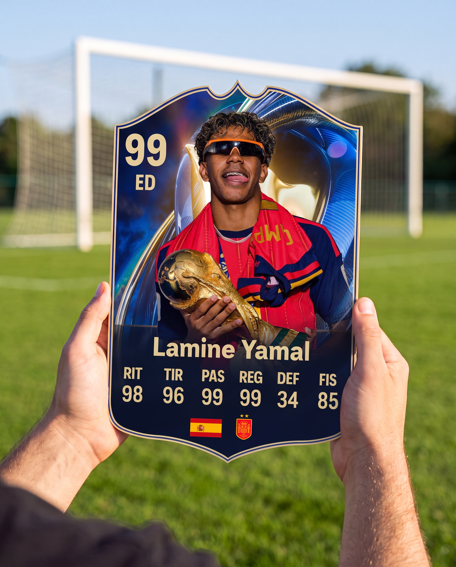 Carta coleccionable de Lamine Yamal en la cancha — Regalos de Fútbol