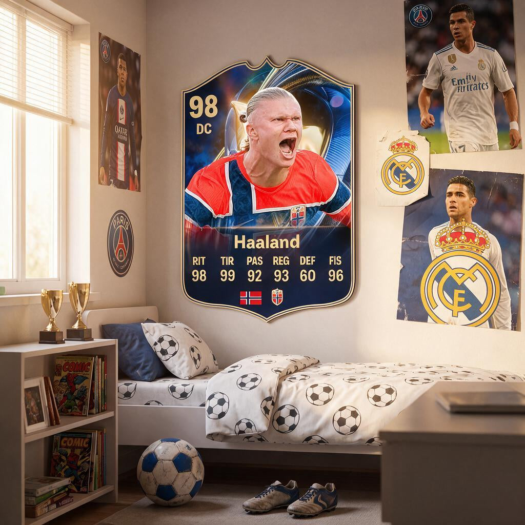 Diseño 2 — carta de Haaland en la pared — Regalos de Fútbol