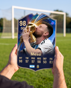 Carta coleccionable de Messi en la cancha — Regalos de Fútbol