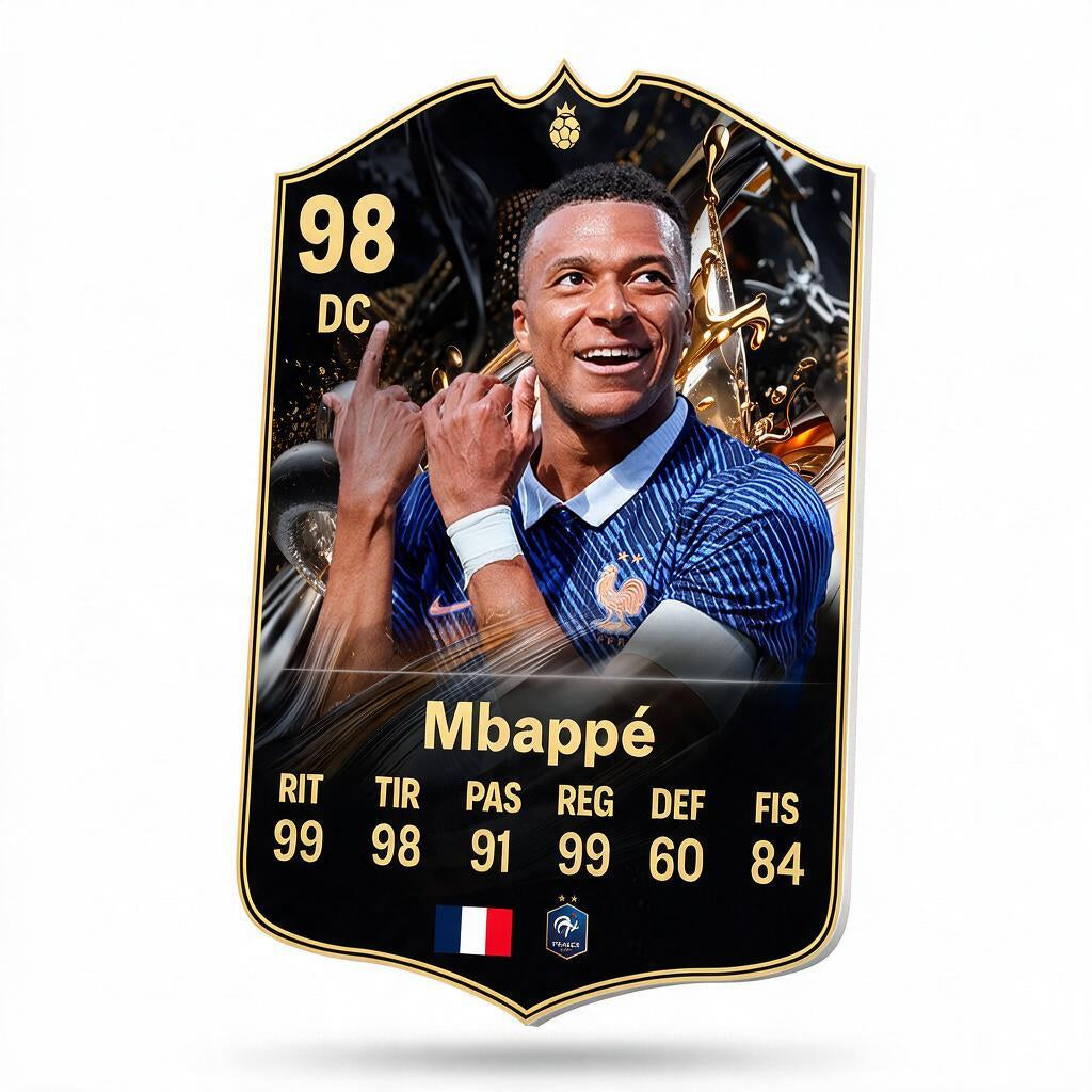 Diseño 1 — carta 3D de Mbappé en foamex — Regalos de Fútbol