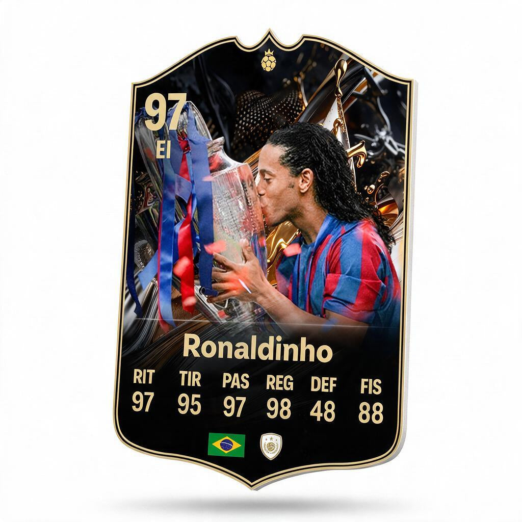 Carta coleccionable 3D de Ronaldinho en foamex 5 mm — Regalos de Fútbol