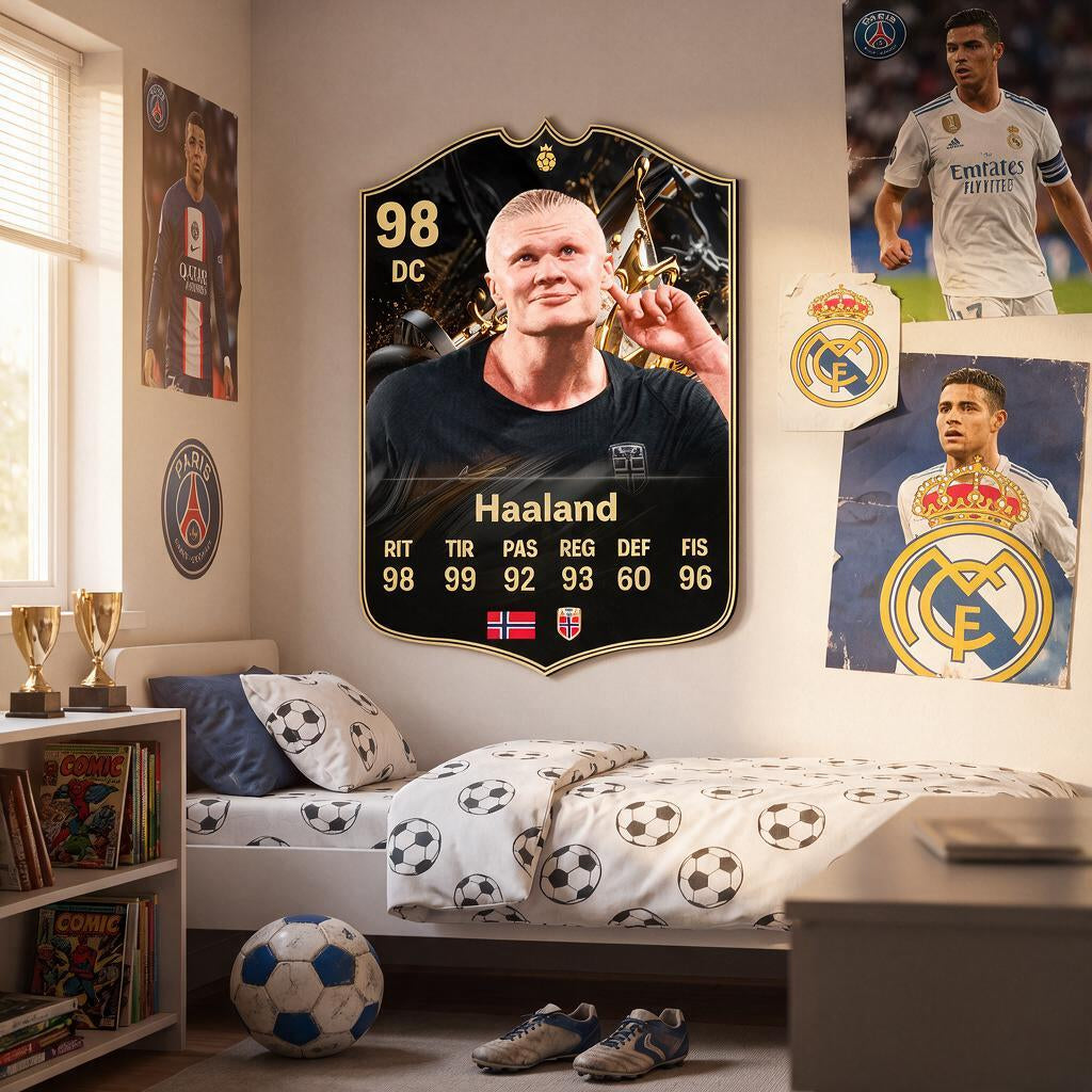 Diseño 4 — carta de Haaland en la pared — Regalos de Fútbol